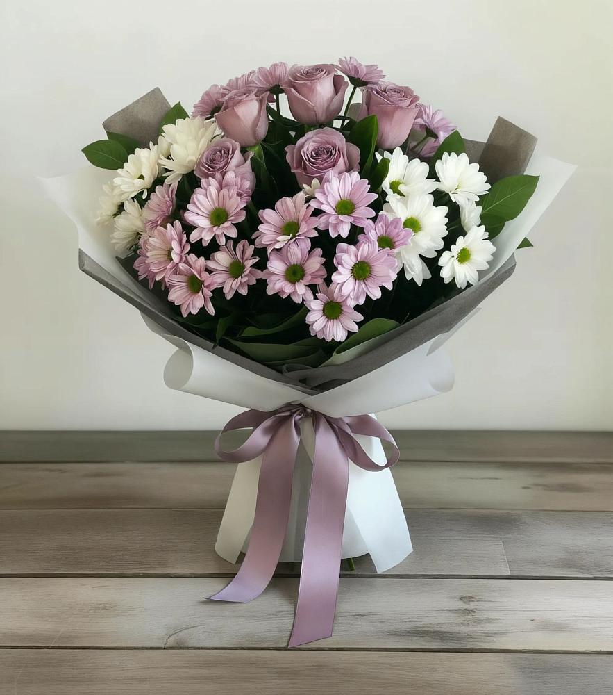 Букет цветов из: Хризантемы и Розы в Исток