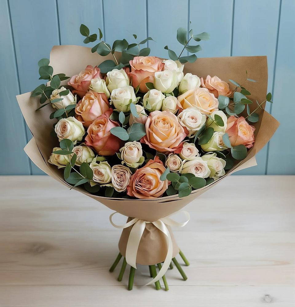 Букет цветов из: Альстромерии и Розы в Исток