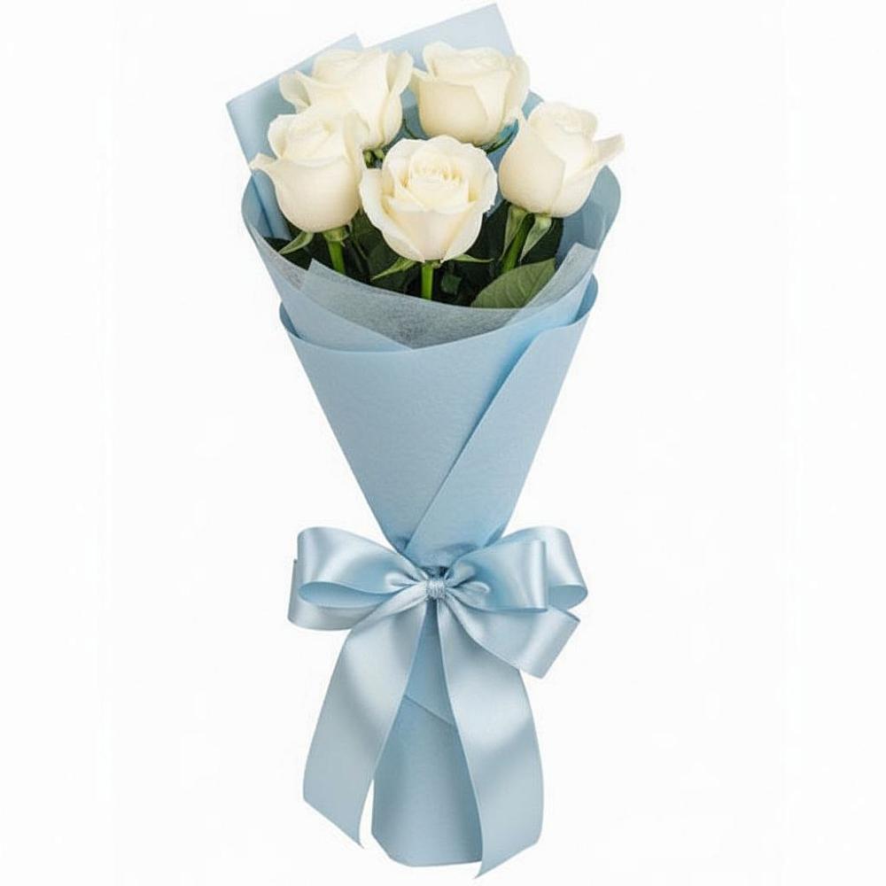 Букет 5 Белых роз Проуд в Исток