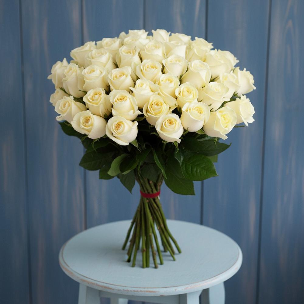 Букет 51 Белая роза Эдлесс Лав в Исток