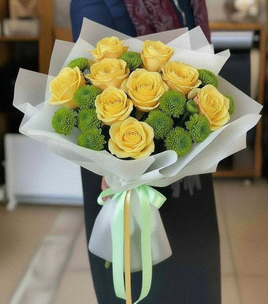 Букет цветов из: Хризантемы и Розы в Исток