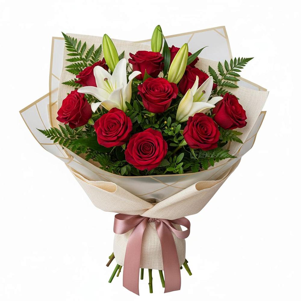 Букет цветов из: Лилии и Розы в Исток