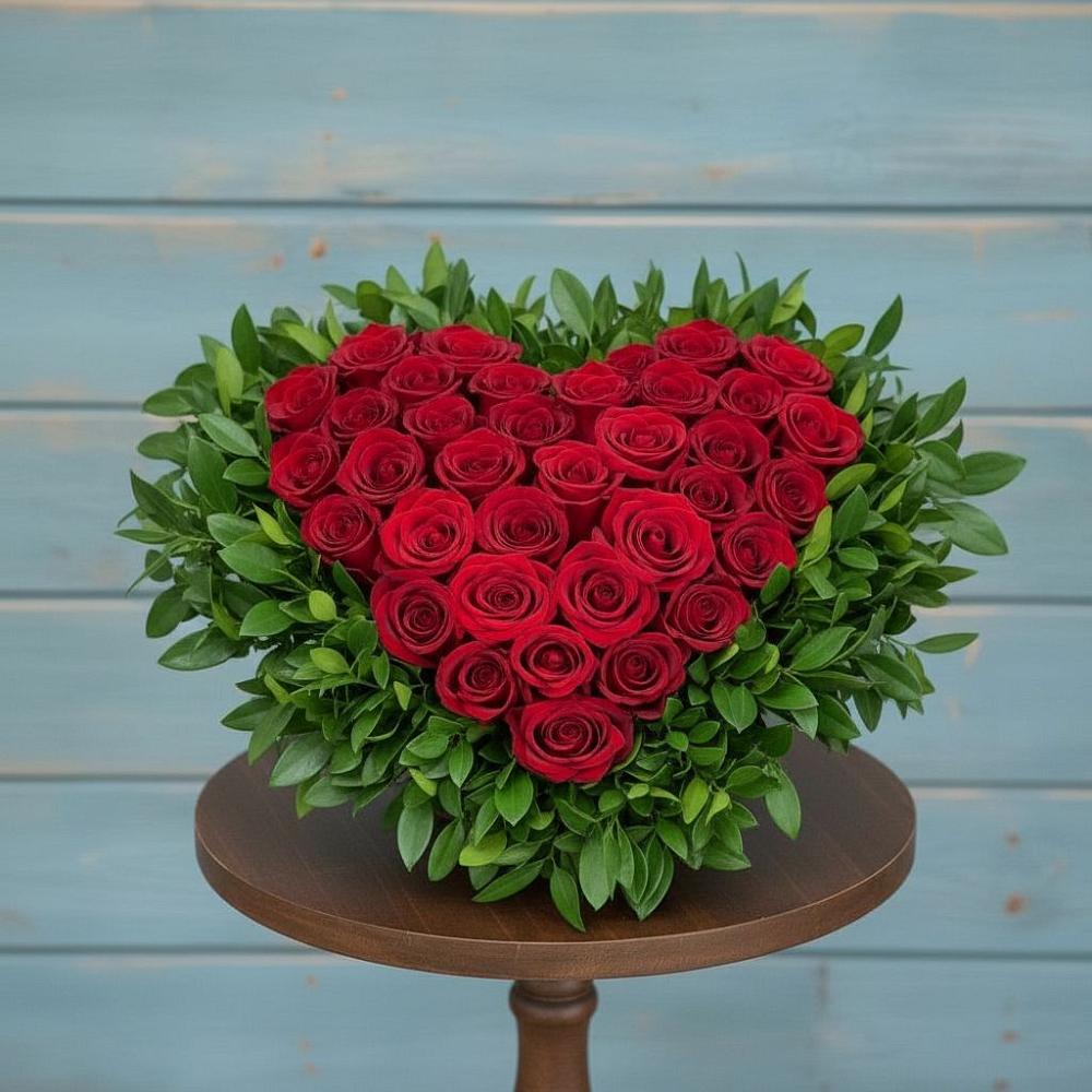 Цветочная композиция из Розы в виде сердца в Исток