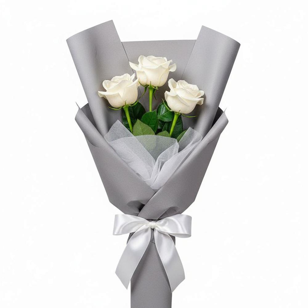Букет 3 белые розы в Исток