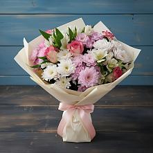 Букет цветов из:  Хризантемы, Альстромерии и Розы в Исток