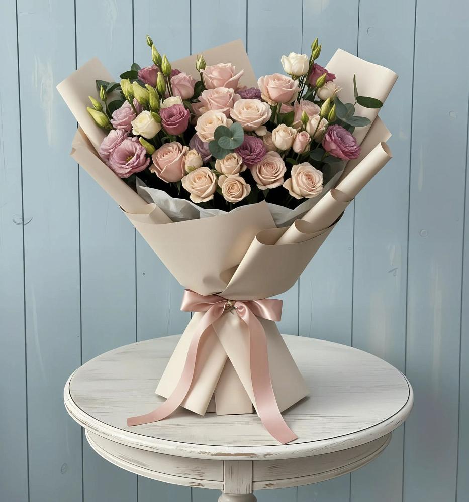 Букет цветов из: Розы и Лизиантусы в Исток