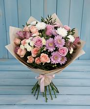 Букет цветов из:  Хризантемы, Розы и Альстромерии в Исток