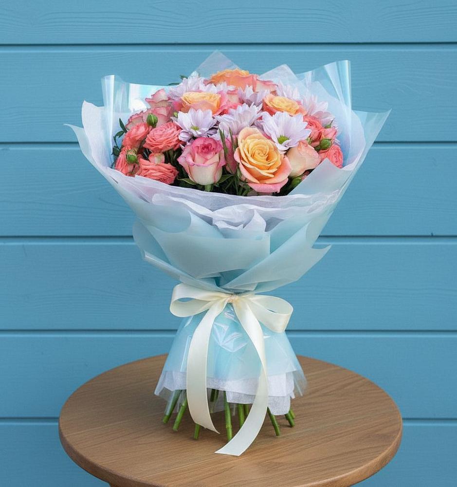 Букет цветов из: Хризантемы и Розы в Исток