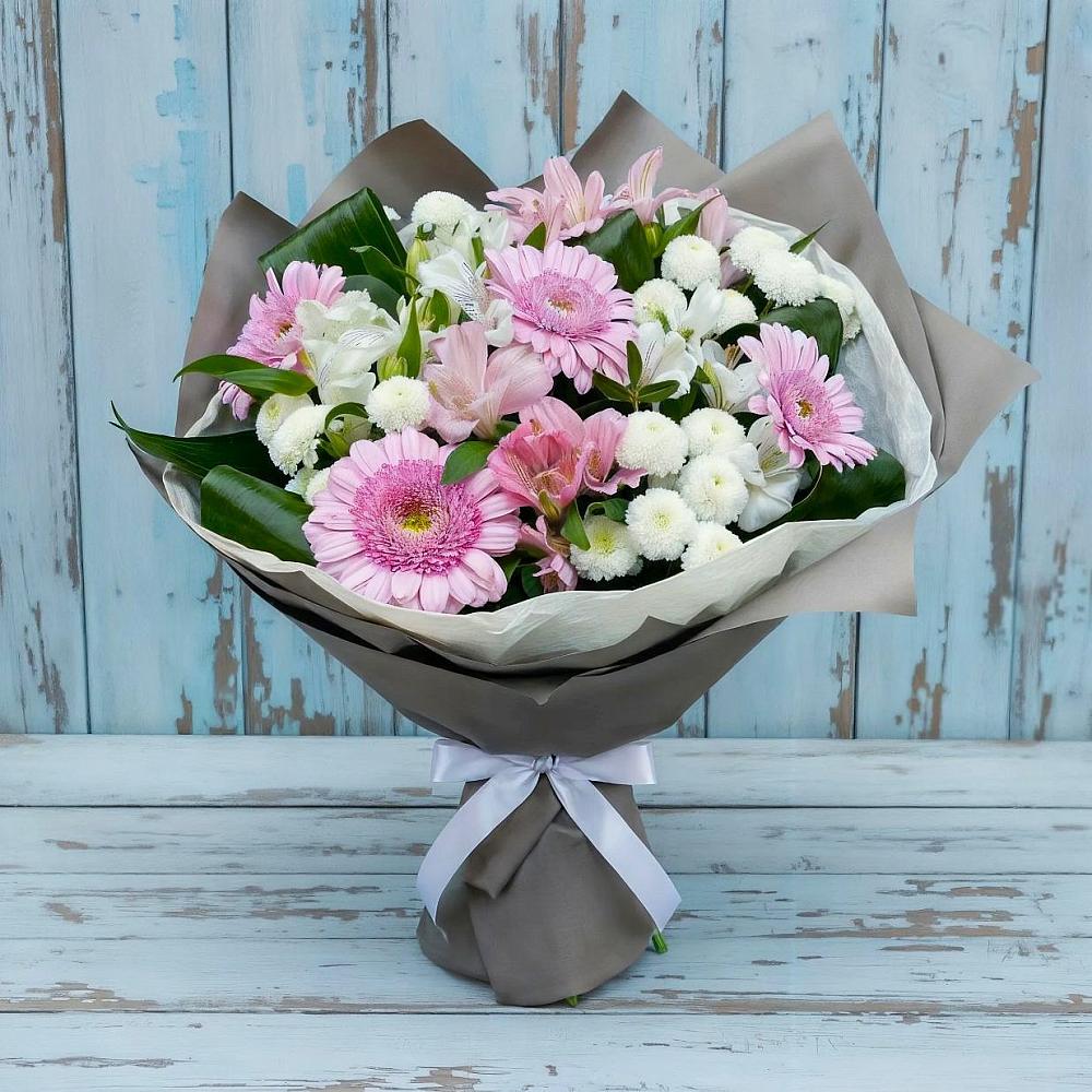 Букет цветов из: Герберы, Альстромерии и Хризантемы в Исток